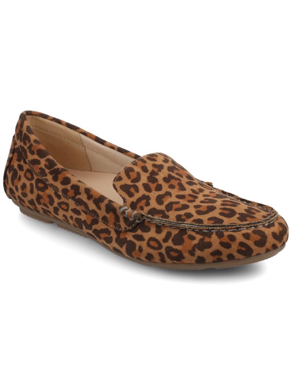 Journee Women's Oreta Medium and Wide Width Driving Loafer, Leopard/Camel 10 WD